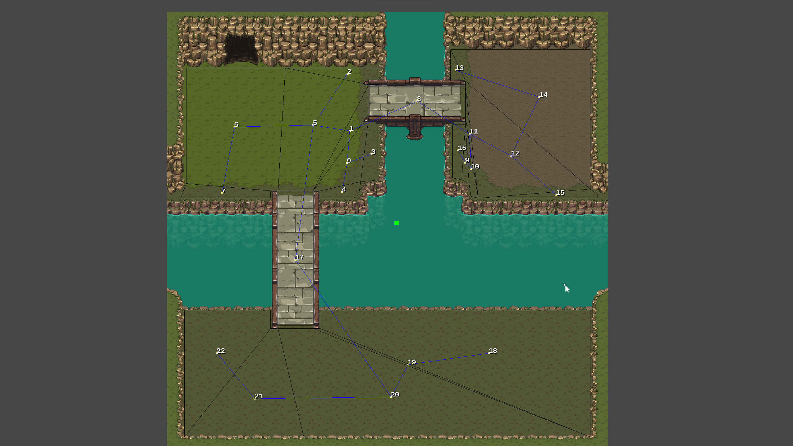 Blue lines represent the connection